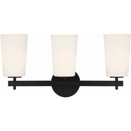 Colton 3 Light 23.25 inch Black Bathroom Vanity Light Wall Light