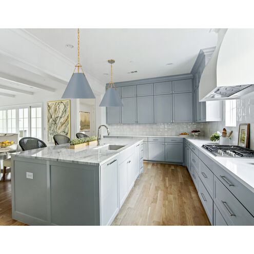 Xavier 3 Light 16 inch Vibrant Gold and Blue Pendant Ceiling Light