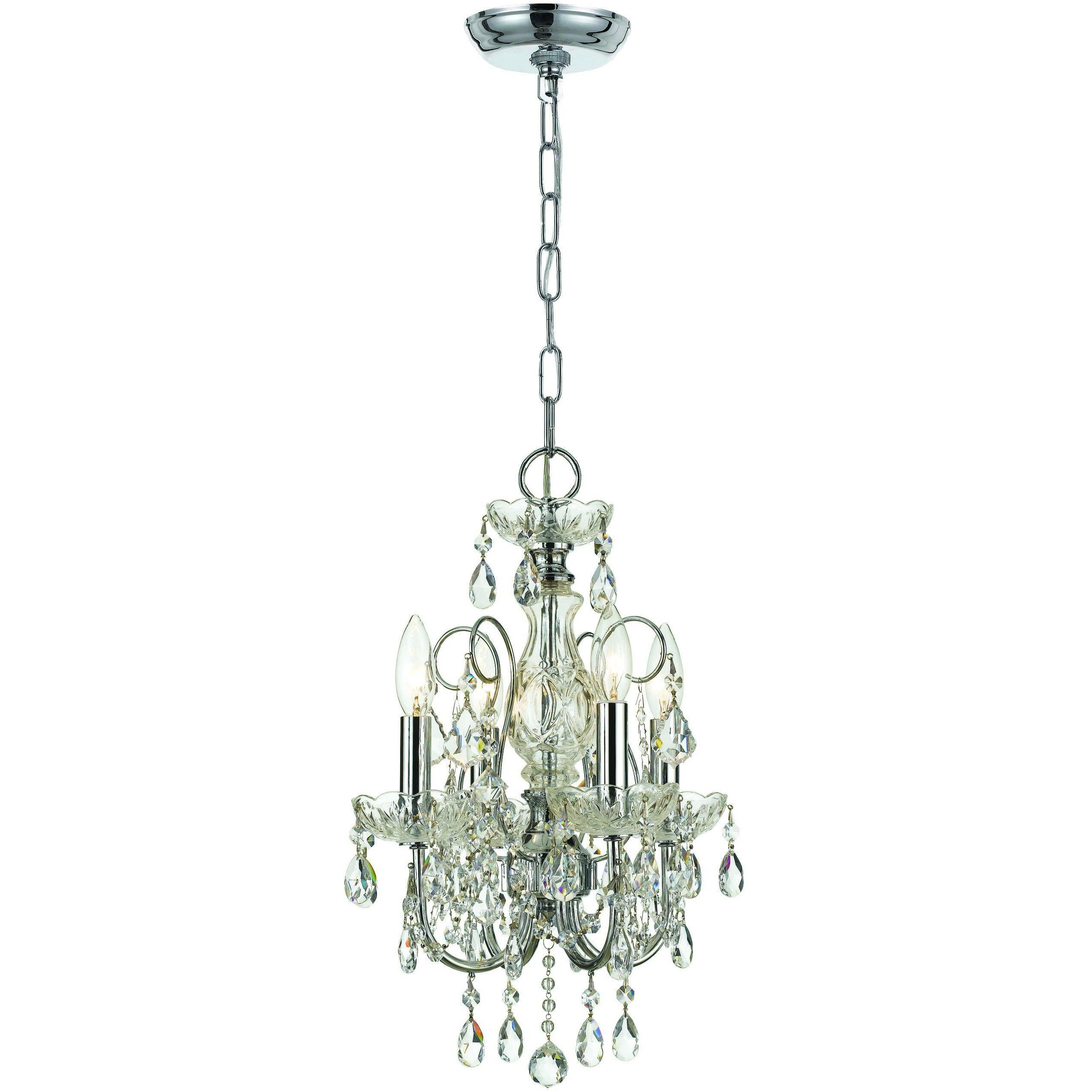 Imperial 4 Light 12 inch Polished Chrome Mini Chandelier Ceiling Light in Clear Swarovski Strass