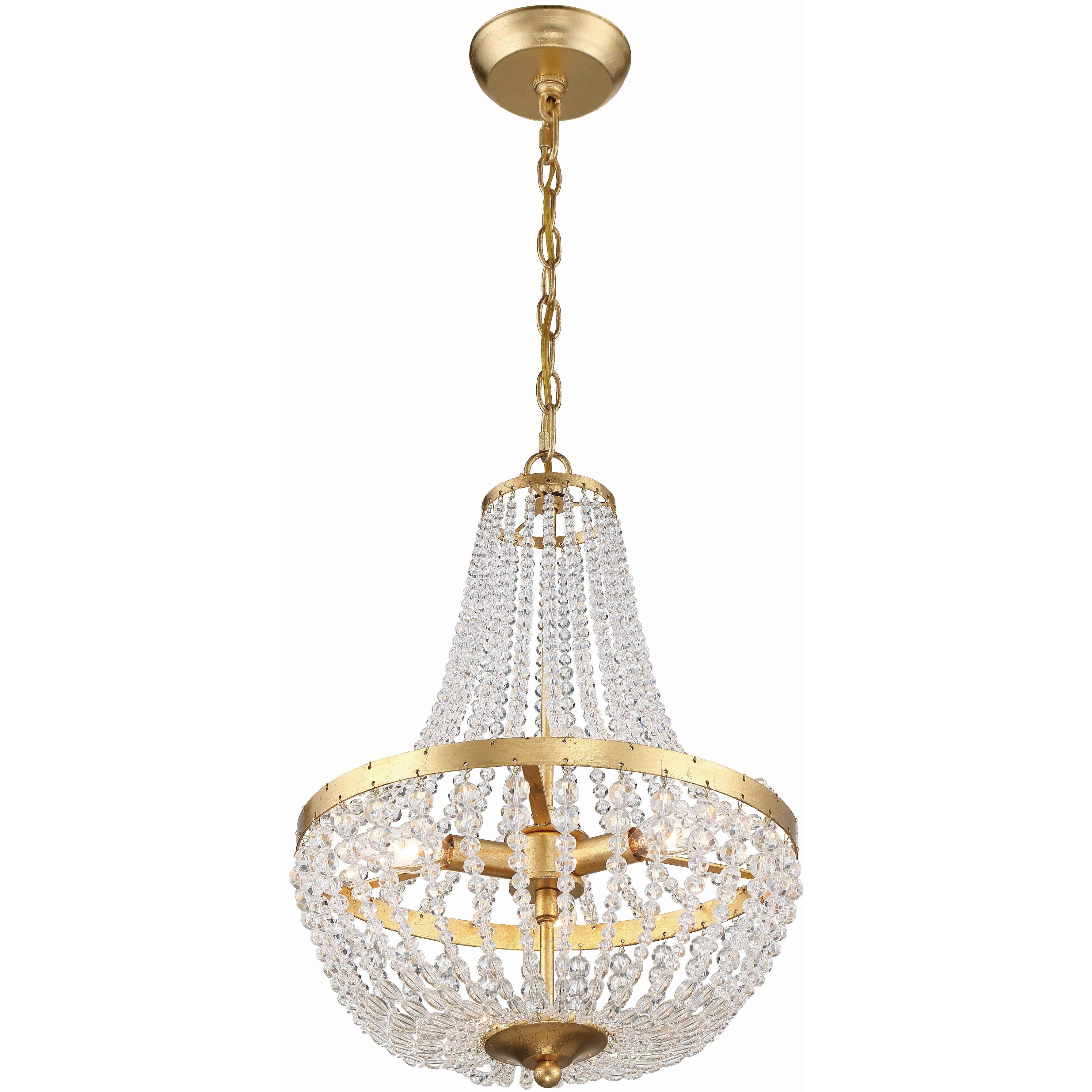 Rylee 3 Light 14 inch Antique Gold Mini Chandelier Ceiling Light