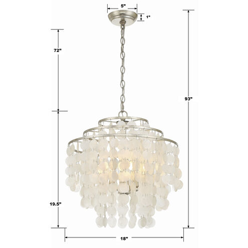 Brielle 4 Light 18 inch Antique Silver Chandelier Ceiling Light