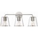 Fulton Bath Vanity Light Wall Light in Polished Nickel, Clear