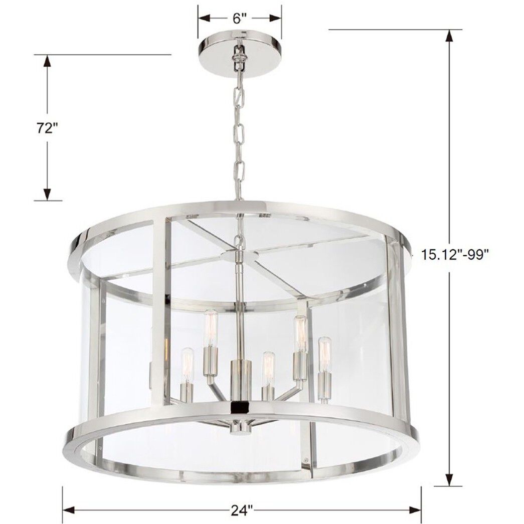 Devon 6 Light 24 inch Polished Nickel Chandelier Ceiling Light