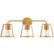 Fulton 3 Light 23.25 inch Antique Gold Bathroom Vanity Light Wall Light in Clear