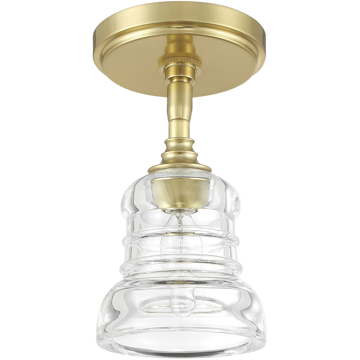 Gregory 1 Light 5 inch Aged Brass Semi Flush Ceiling Light