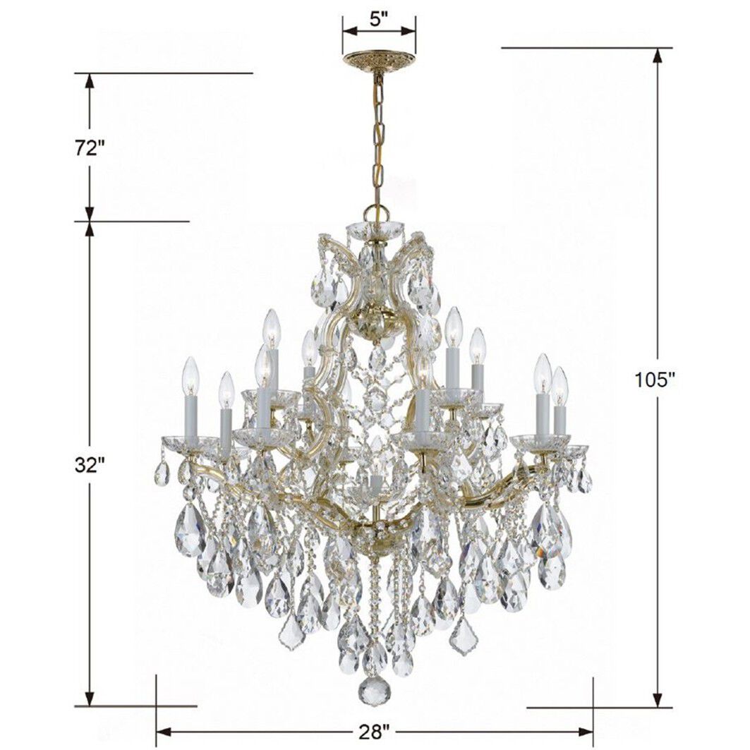 Maria Theresa 13 Light 28 inch Gold Chandelier Ceiling Light in Clear Swarovski Strass