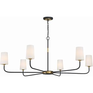 Niles 6 Light 54 inch Black Forged and Modern Gold Chandelier Ceiling Light