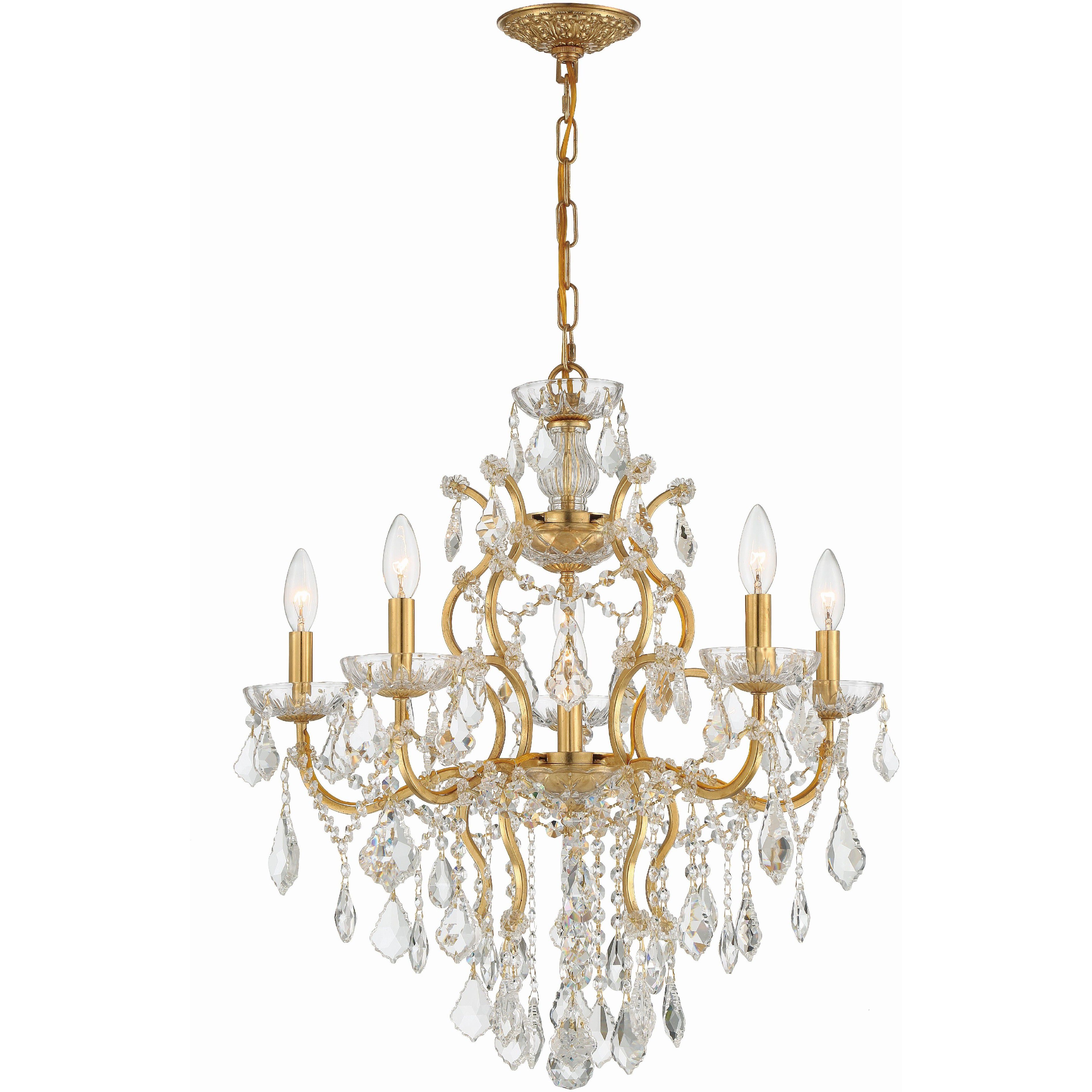 Filmore 6 Light 23 inch Antique Gold Chandelier Ceiling Light in Clear Swarovski Strass