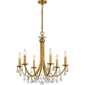 Bridgehampton 6 Light 26 inch Antique Gold Chandelier Ceiling Light in Clear Hand Cut