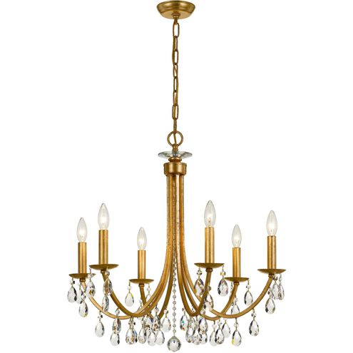 Bridgehampton 6 Light 26 inch Antique Gold Chandelier Ceiling Light in Clear Hand Cut