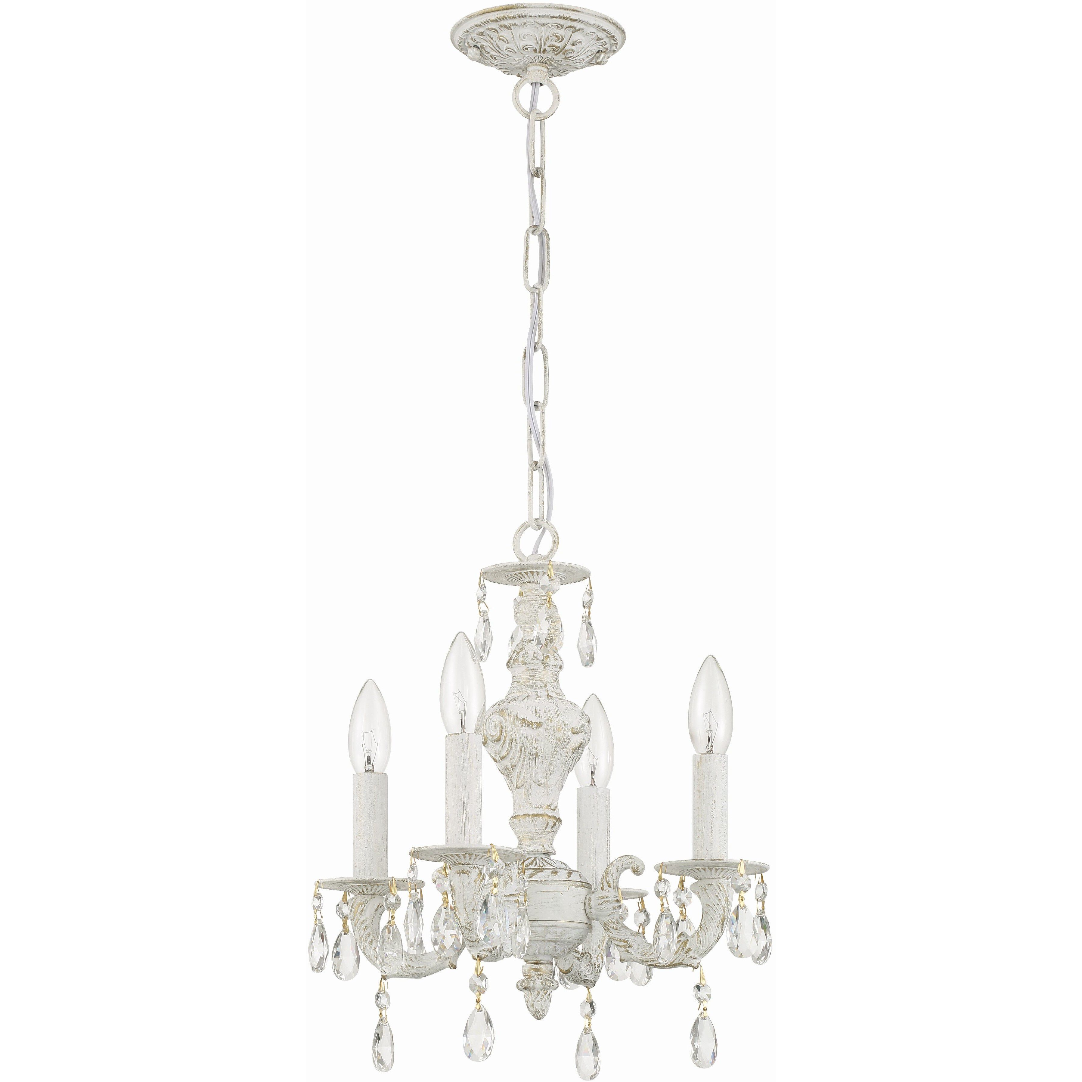 Paris Market 4 Light 13.5 inch Antique White Mini Chandelier Ceiling Light in Clear Hand Cut