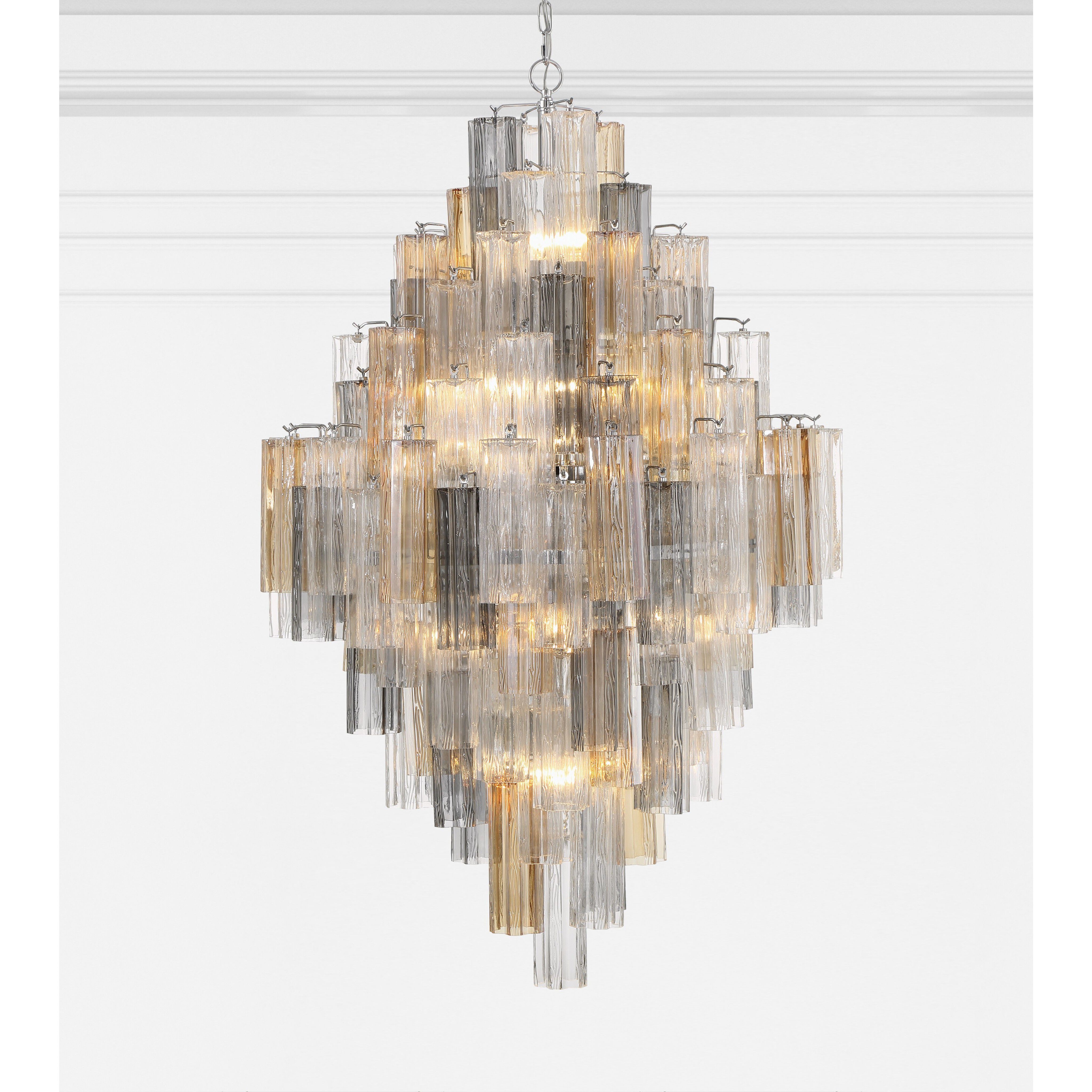 Addis 20 Light 31.5 inch Polished Chrome Chandelier Ceiling Light in Tronchi Glass Autumn