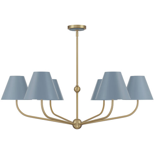 Xavier 6 Light 40 inch Vibrant Gold and Blue Chandelier Ceiling Light