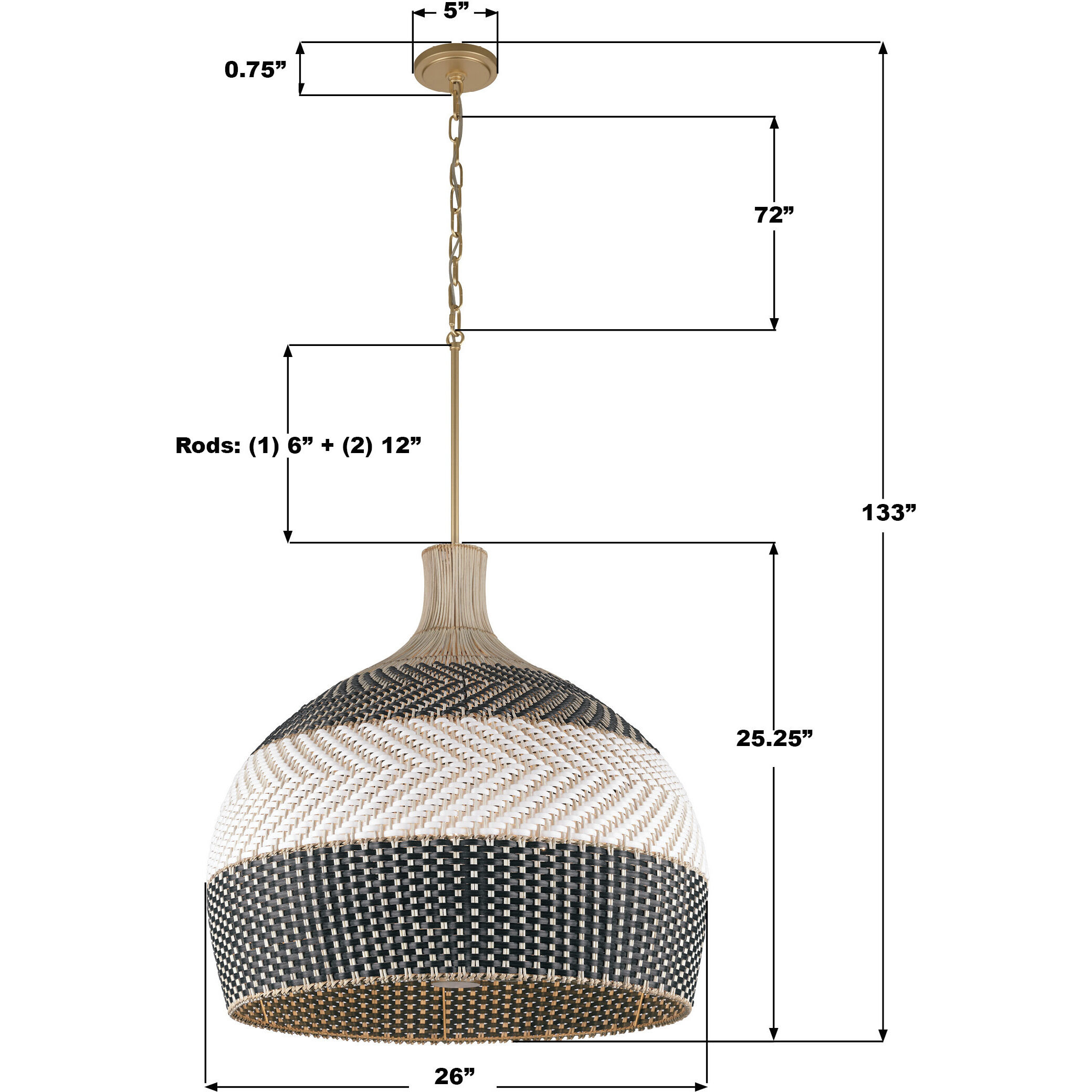 Zanzibar Pendant Ceiling Light in Soft Gold