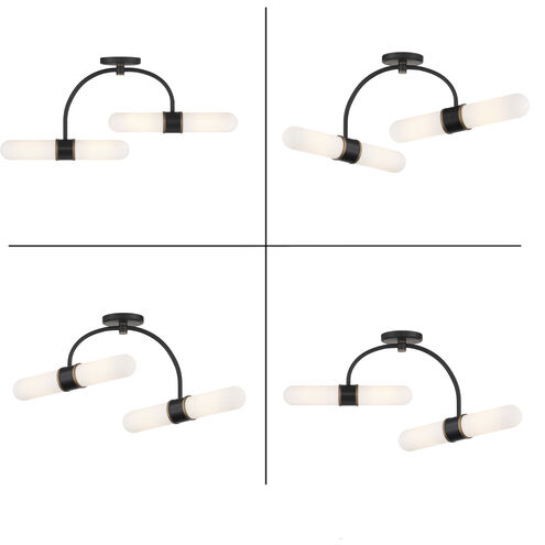 Capsule 4 Light 34.25 inch Matte Black and Textured Gold Semi Flush Ceiling Light