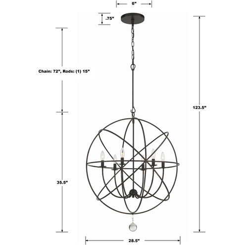 Solaris 6 Light 28.5 inch English Bronze Chandelier Ceiling Light