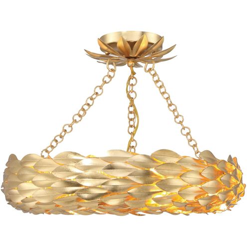 Broche 6 Light 18 inch Antique Gold Semi Flush Ceiling Light