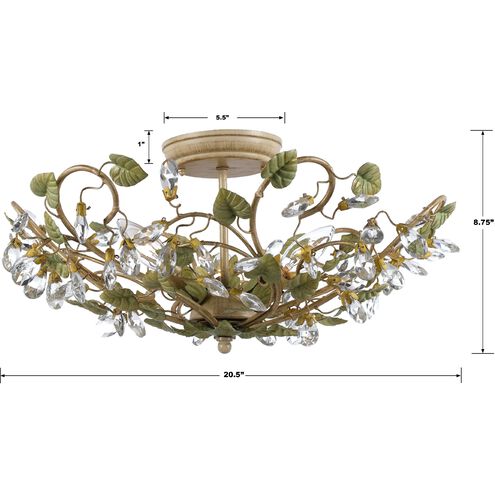 Josie 5 Light 20.5 inch Champagne Green Tea Semi Flush Ceiling Light