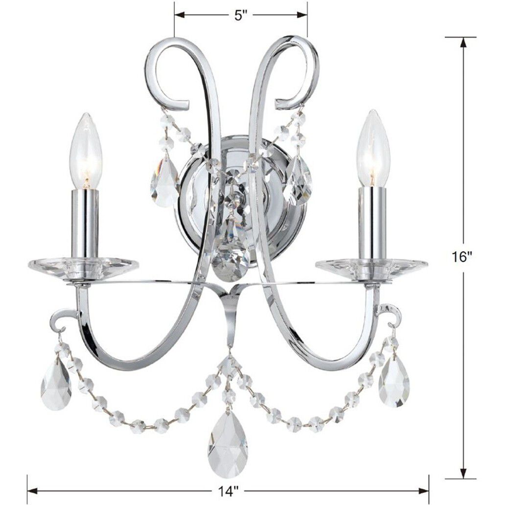 Othello Bath Wall Light in Clear Hand Cut, Polished Chrome