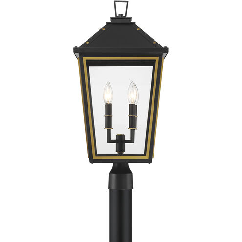 Hawkins 4 Light 25 inch Matte Black and Textured Gold Outdoor Post