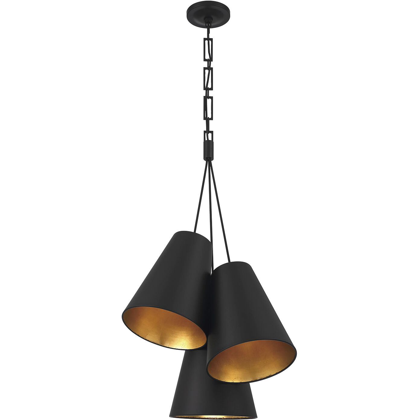 Alston 3 Light 20 inch Matte Black/Antique Gold Pendant Ceiling Light in Matte Black and Antique Gold