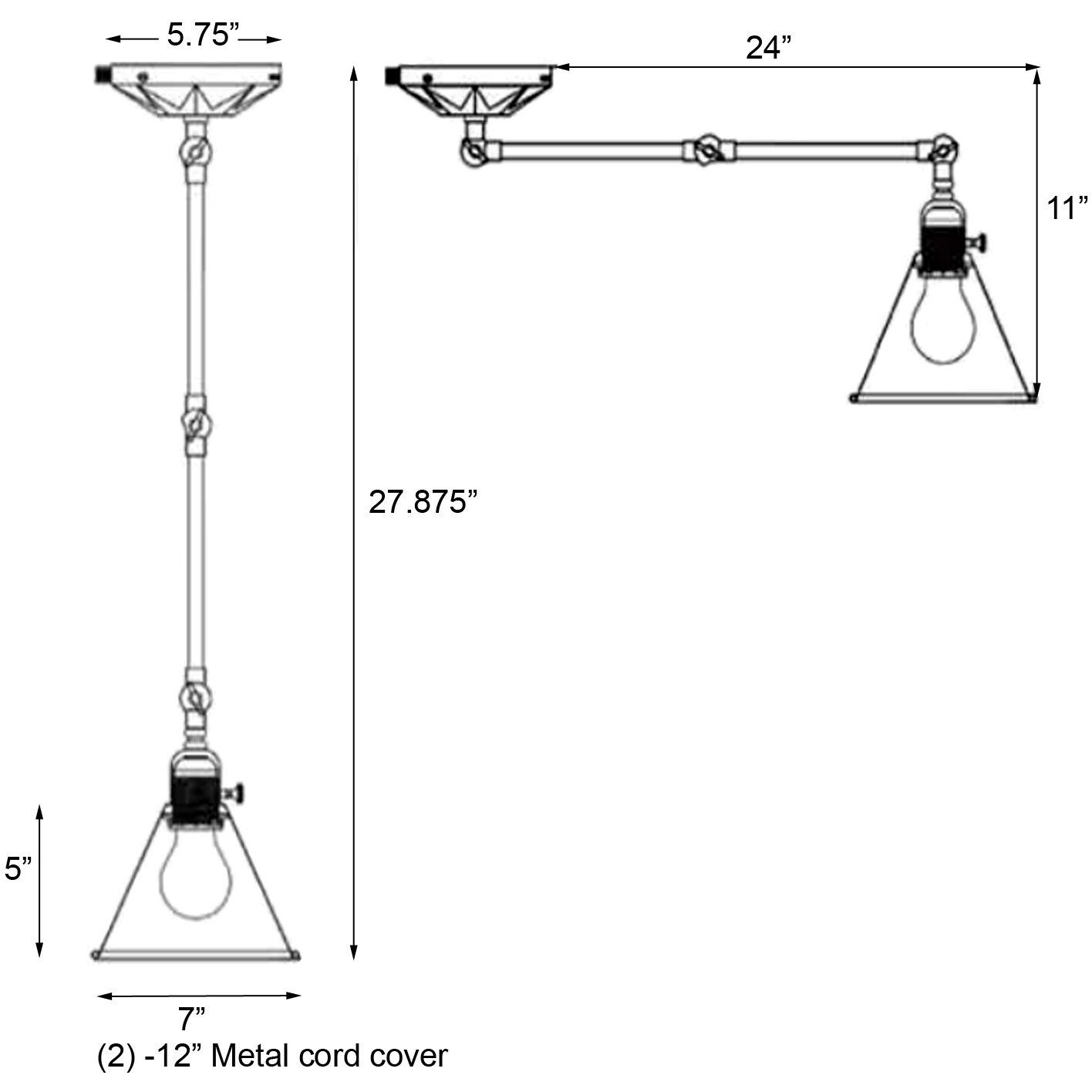 Morgan 24 inch 60.00 watt Matte Black Task Sconce Wall Light