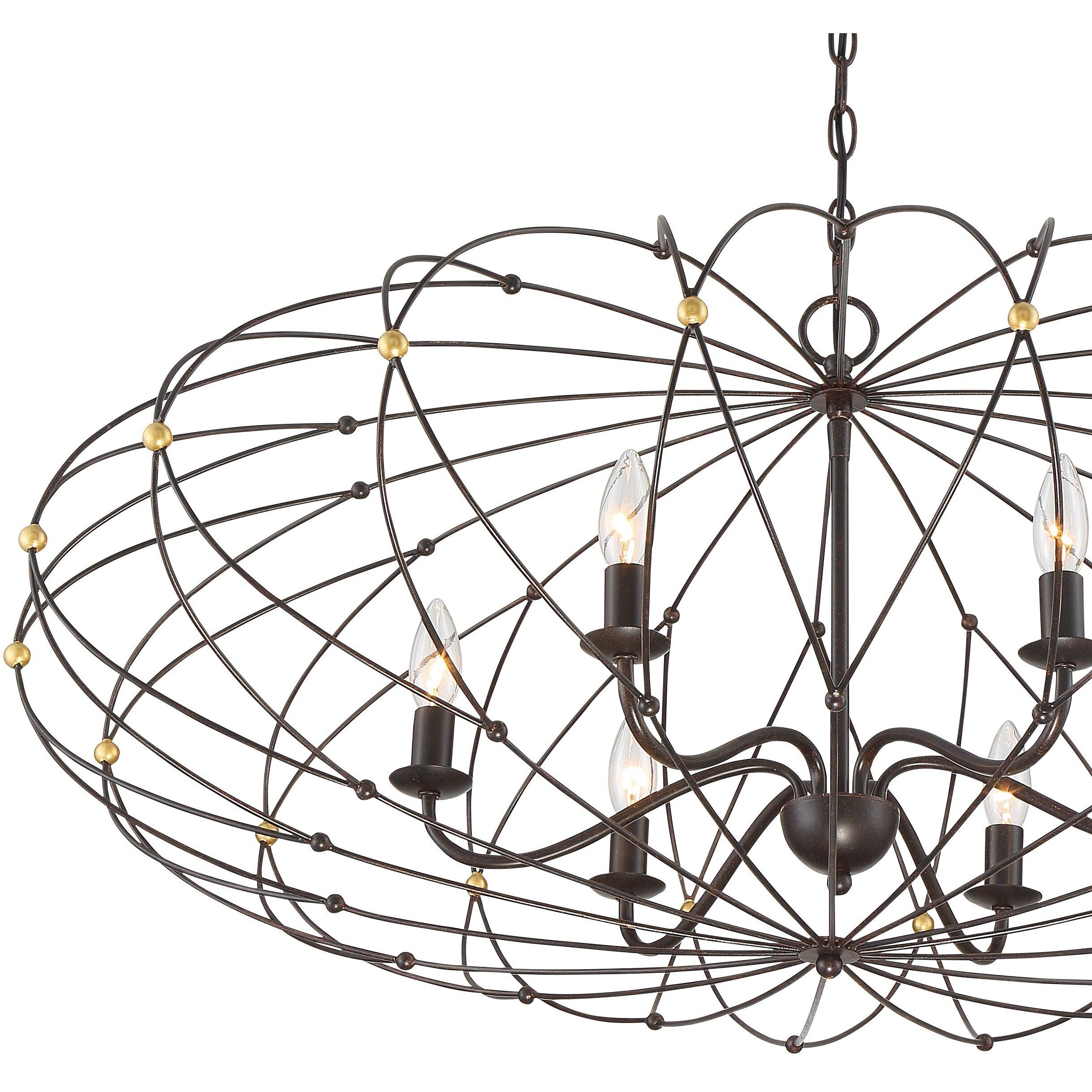 Zucca 6 Light 38.25 inch English Bronze and Antique Gold Chandelier Ceiling Light