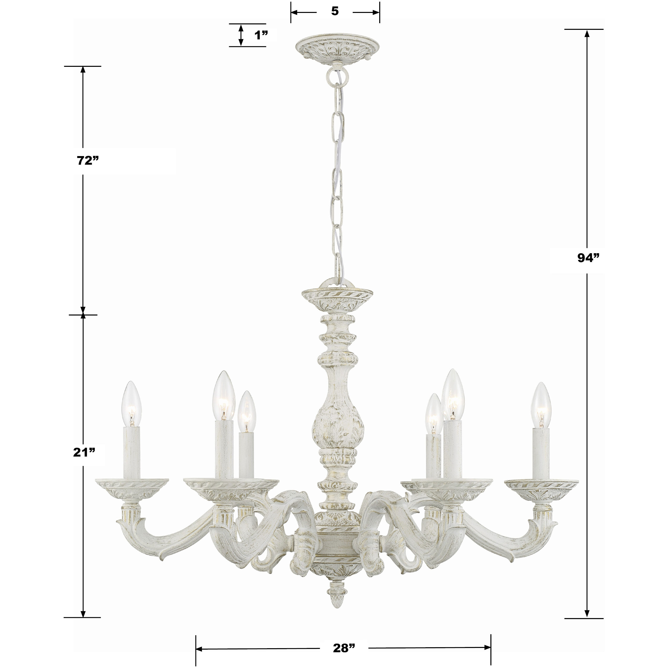 Paris Market 6 Light 28 inch Antique White Chandelier Ceiling Light