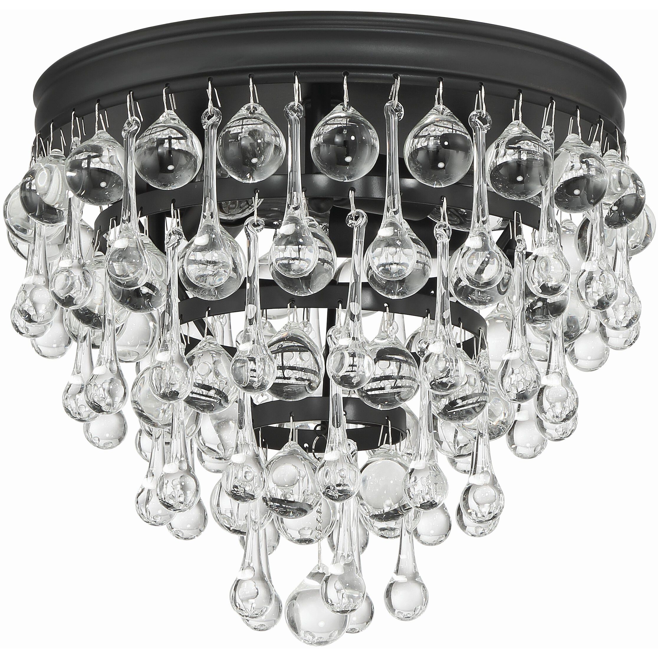 Calypso 3 Light 10.5 inch Matte Black Flush Ceiling Light