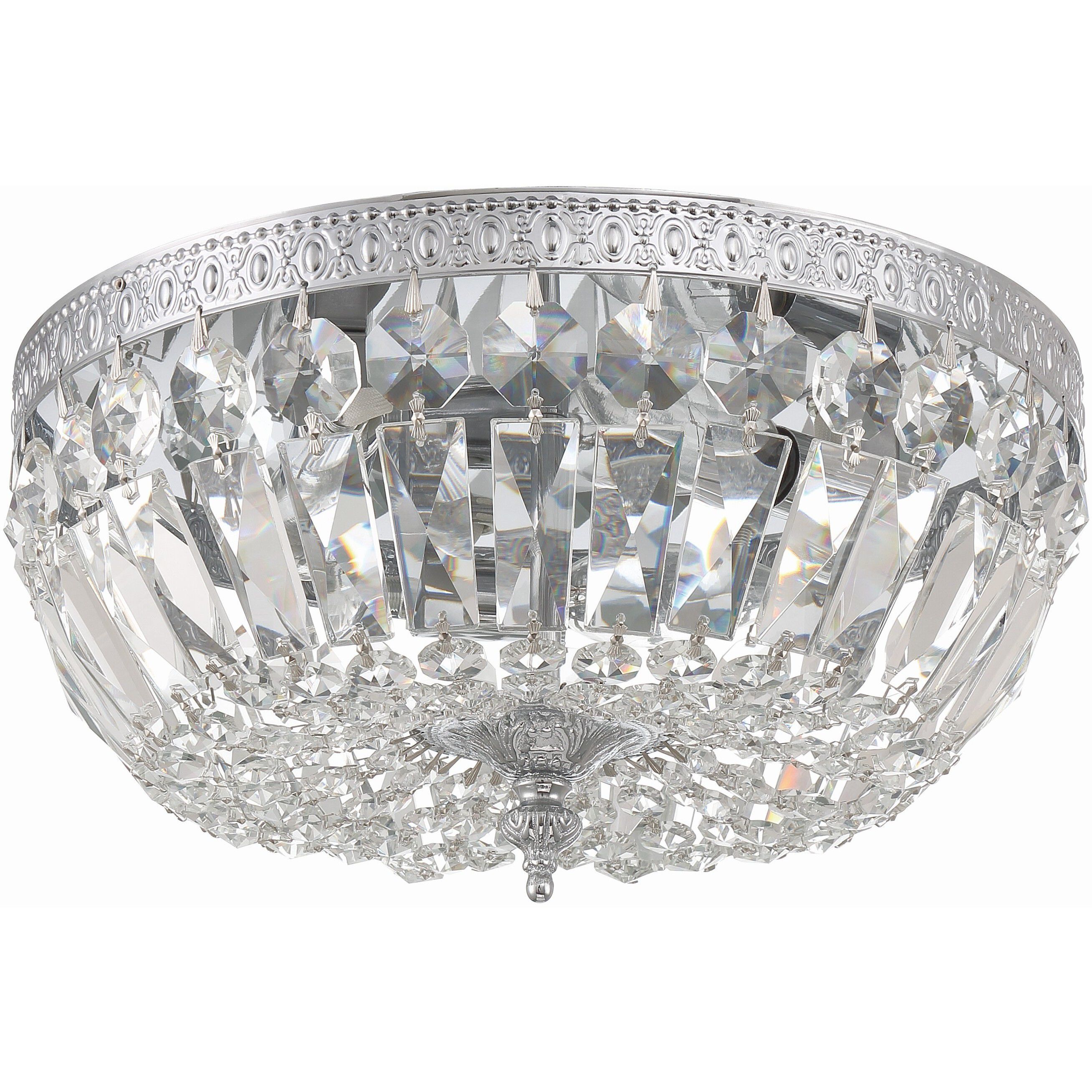 Waltham 3 Light 12 inch Polished Chrome Flush Ceiling Light in Clear Spectra