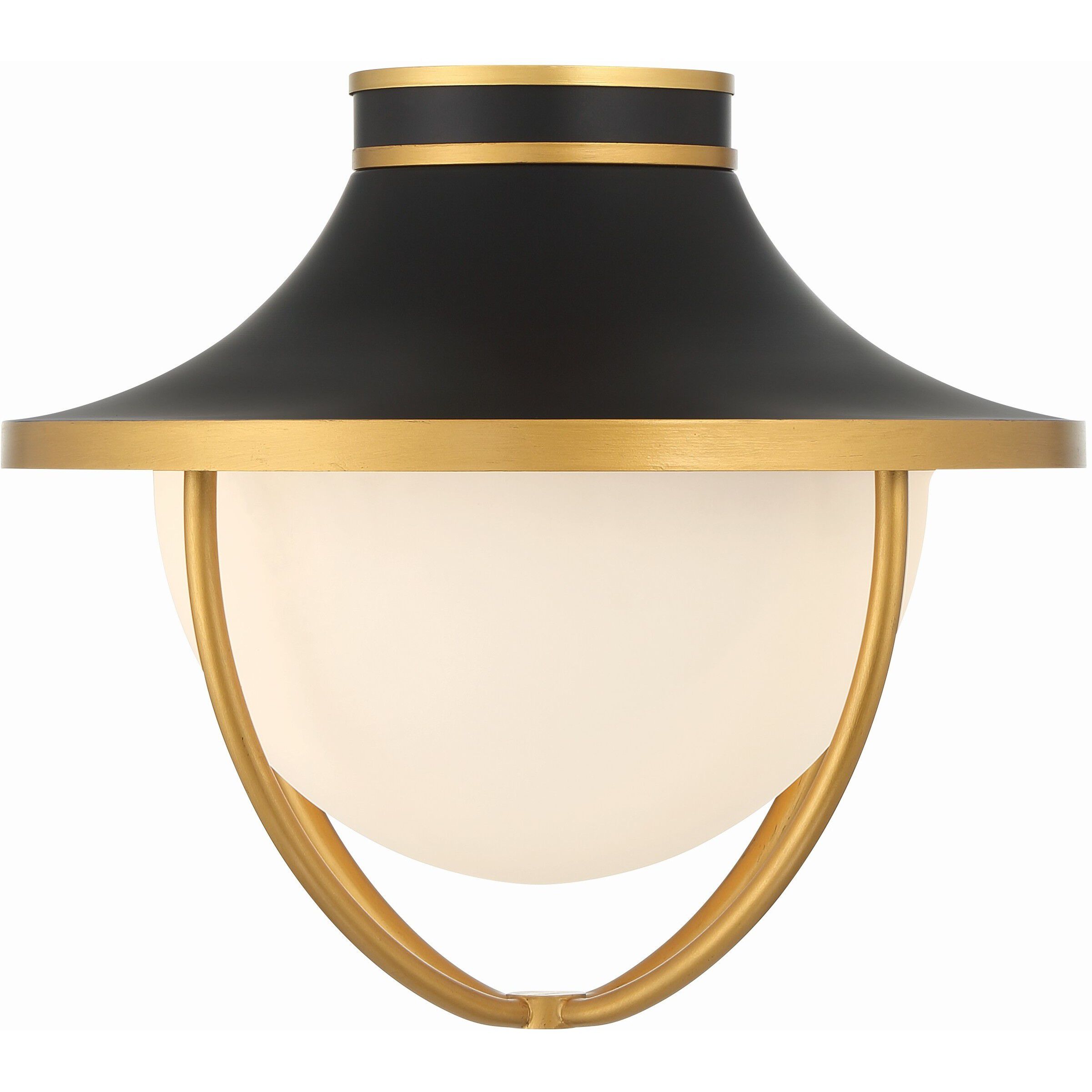 Atlas 2 Light 13.5 inch Matte Black/Textured Gold Outdoor Semi Flush