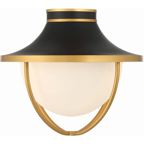 Atlas 2 Light 13.5 inch Matte Black/Textured Gold Outdoor Semi Flush