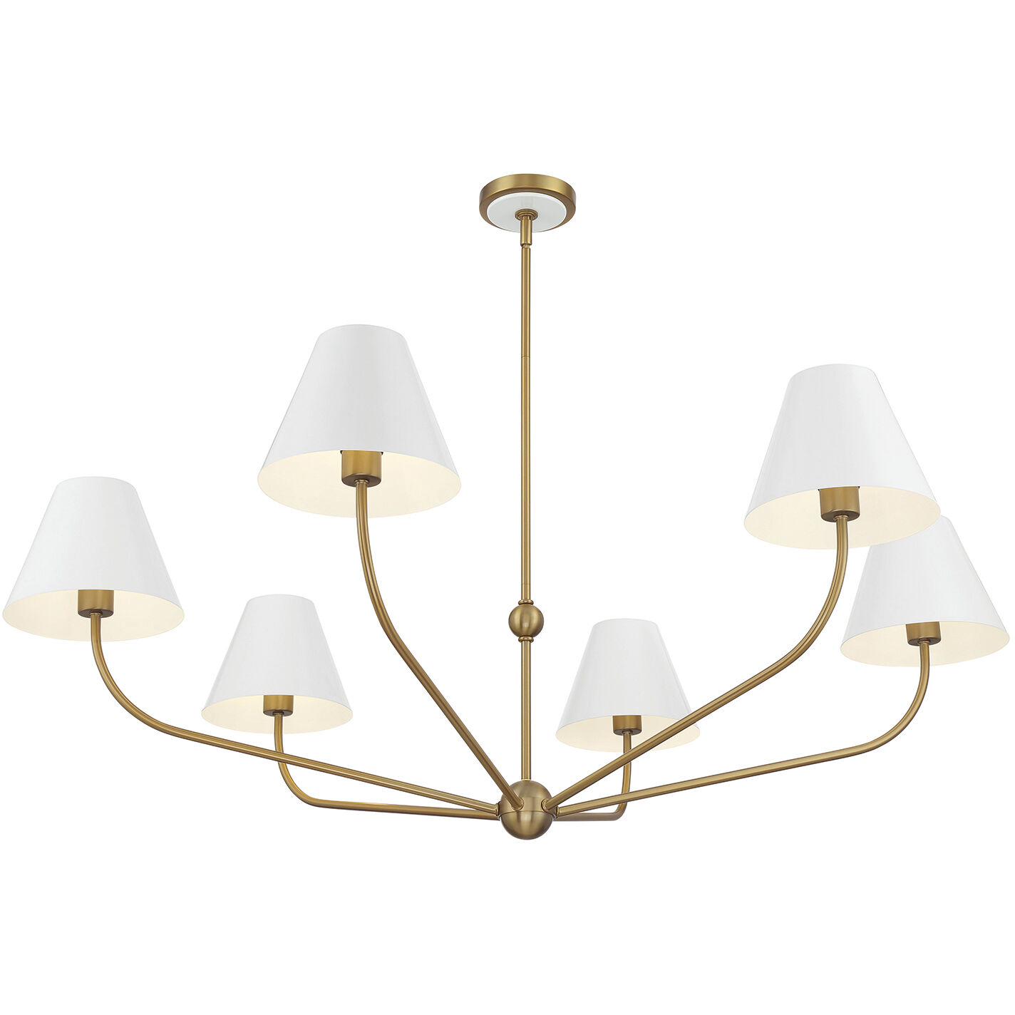 Xavier 6 Light 48 inch Vibrant Gold and White Chandelier Ceiling Light