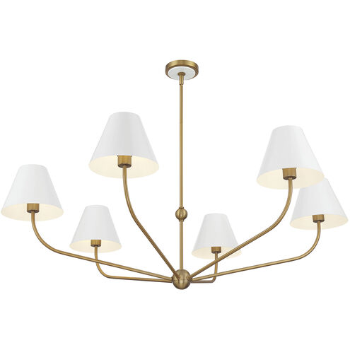 Xavier 6 Light 48 inch Vibrant Gold and White Chandelier Ceiling Light