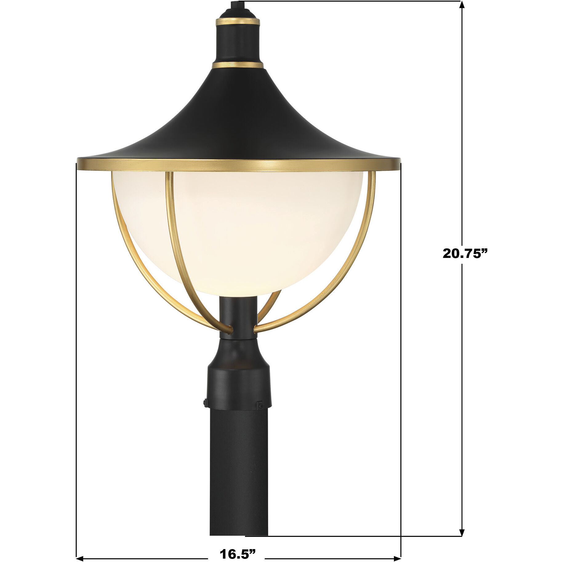 Atlas 1 Light 20.75 inch Matte Black and Textured Gold Outdoor Post