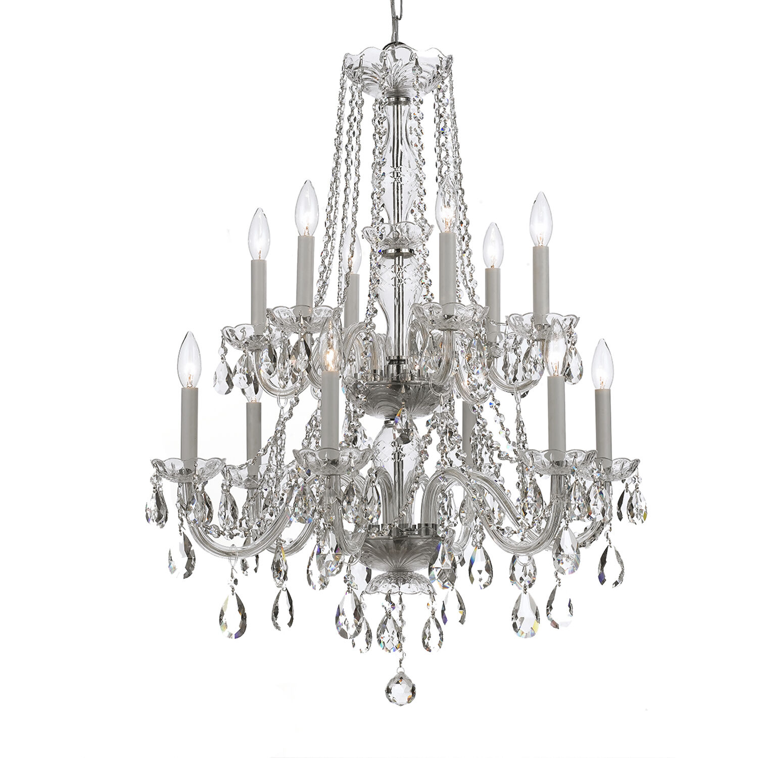 Traditional Crystal 12 Light 26.5 inch Polished Chrome Chandelier Ceiling Light in Clear Hand Cut
