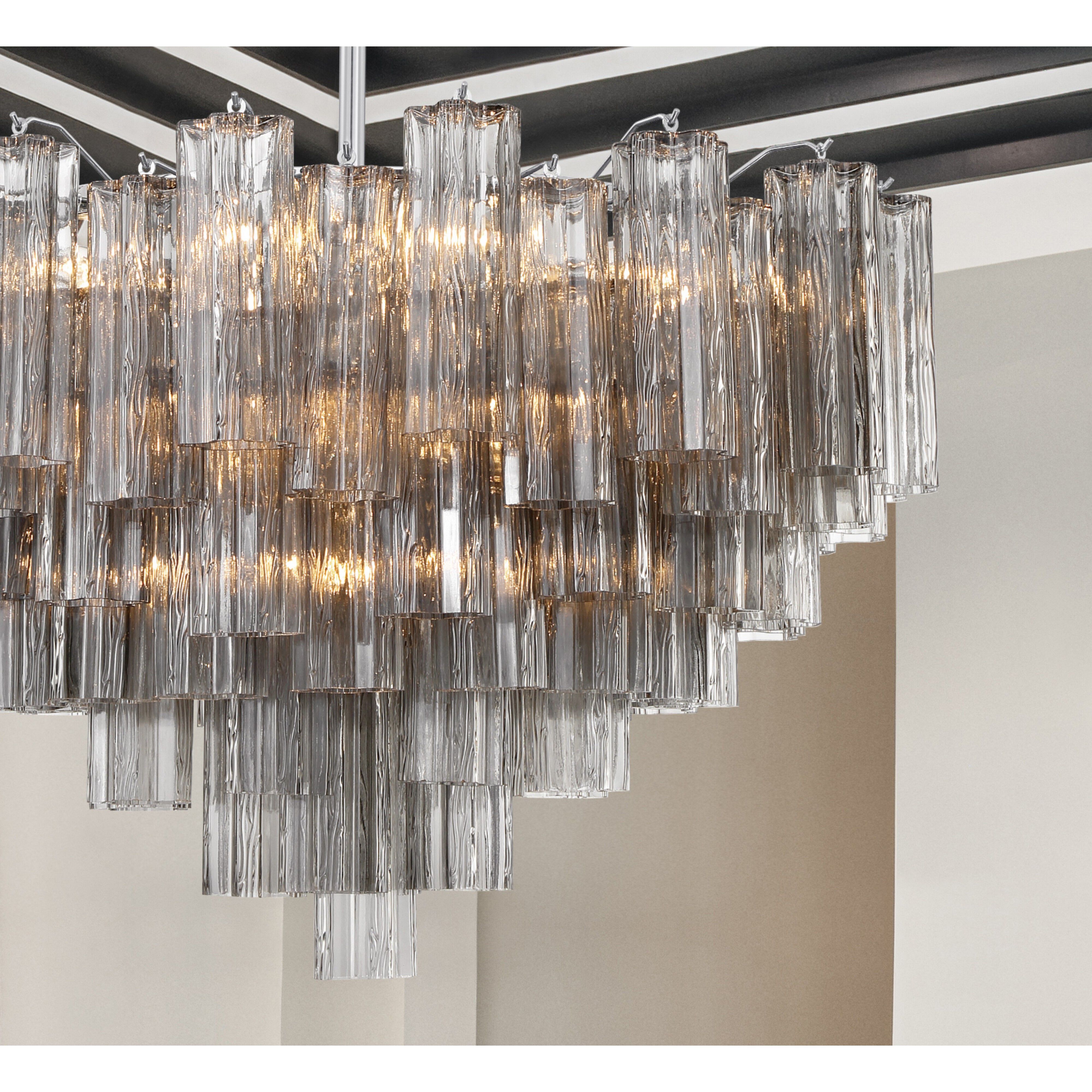 Addis 16 Light 32 inch Polished Chrome Chandelier Ceiling Light in Tronchi Glass Smoke