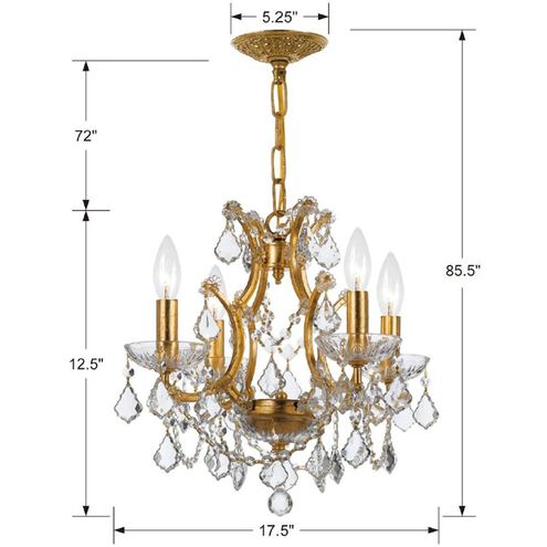 Filmore 4 Light 17 inch Antique Gold Mini Chandelier Ceiling Light in Clear Spectra
