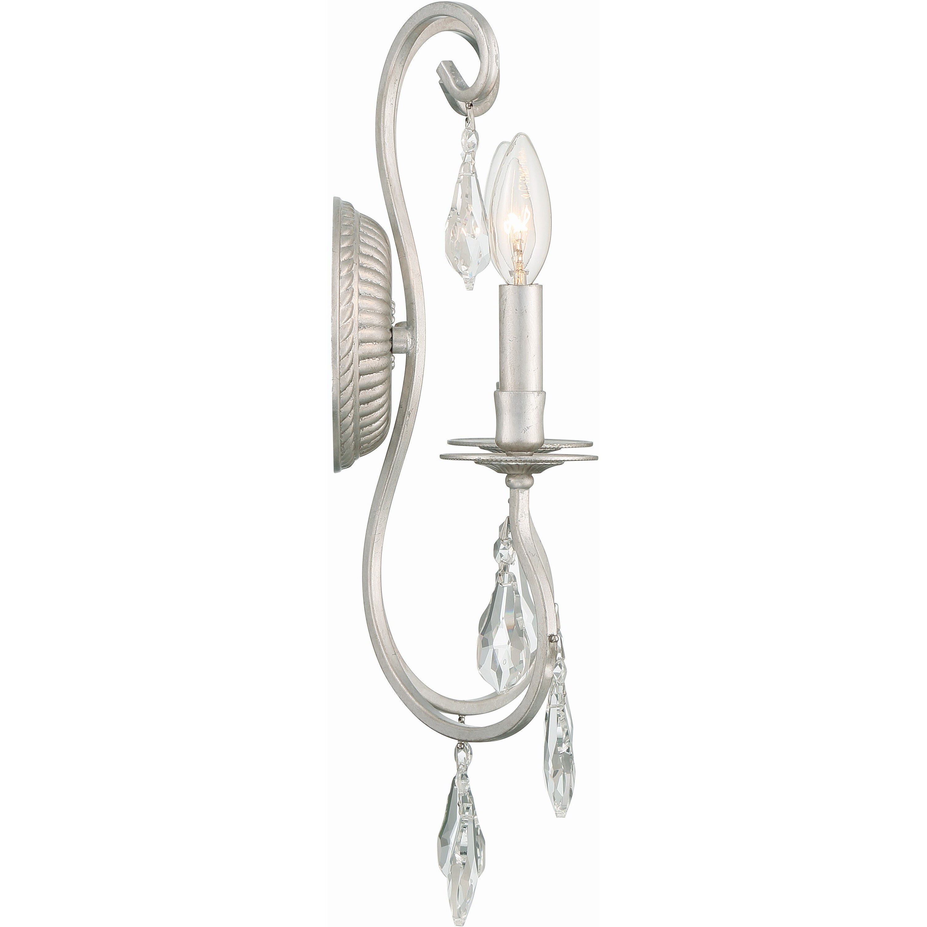 Ashton Bath Wall Light in Clear Swarovski Strass, Olde Silver