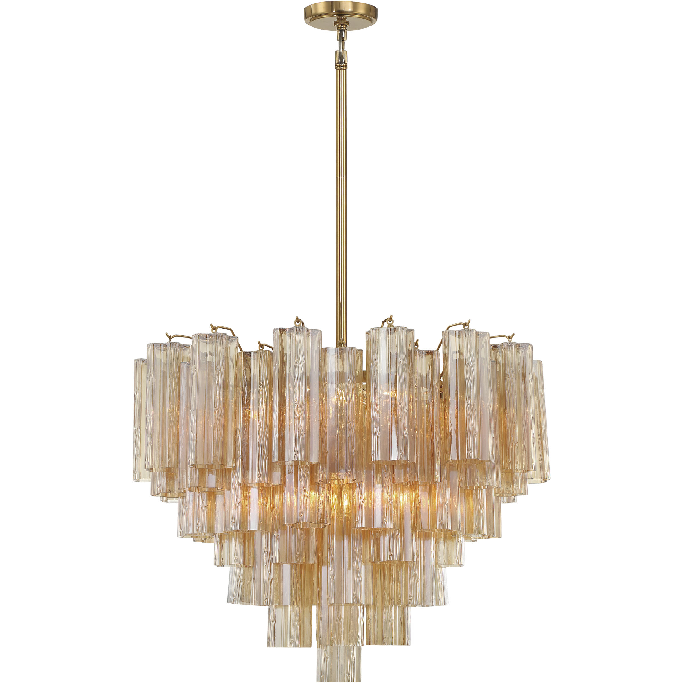 Addis 12 Light 26.75 inch Aged Brass Chandelier Ceiling Light in Tronchi Glass Amber