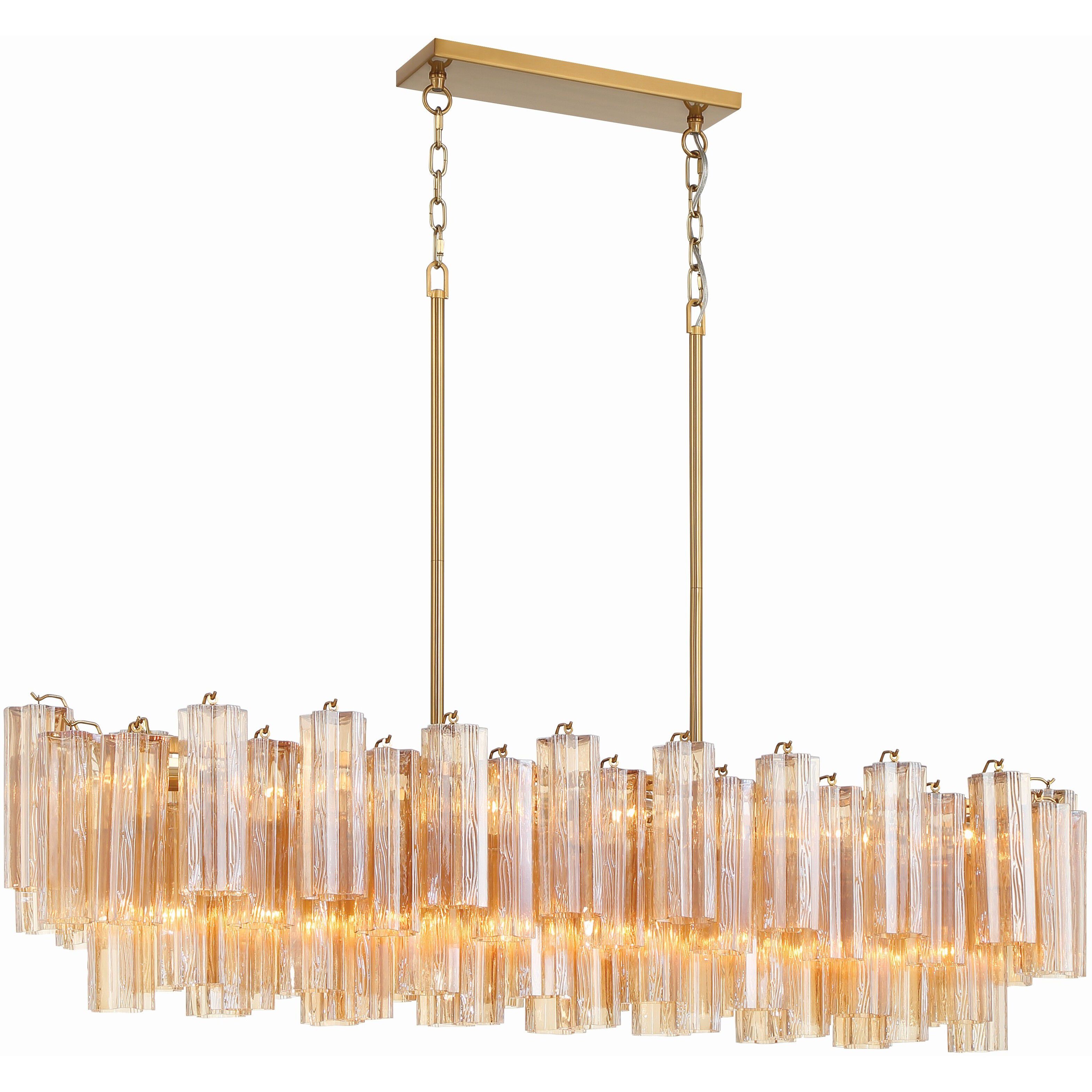 Addis 14 Light 51.75 inch Aged Brass Chandelier Ceiling Light in Tronchi Glass Amber