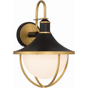 Atlas 1 Light 18.75 inch Matte Black and Textured Gold Outdoor Sconce