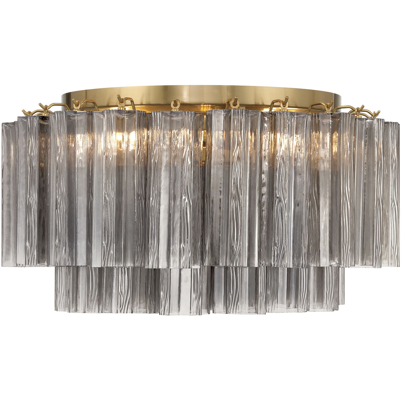 Addis 7 Light 22.25 inch Aged Brass Flush Mount Ceiling Light in Smoke
