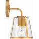 Fulton Bath Sconce Wall Light in Antique Gold, Clear