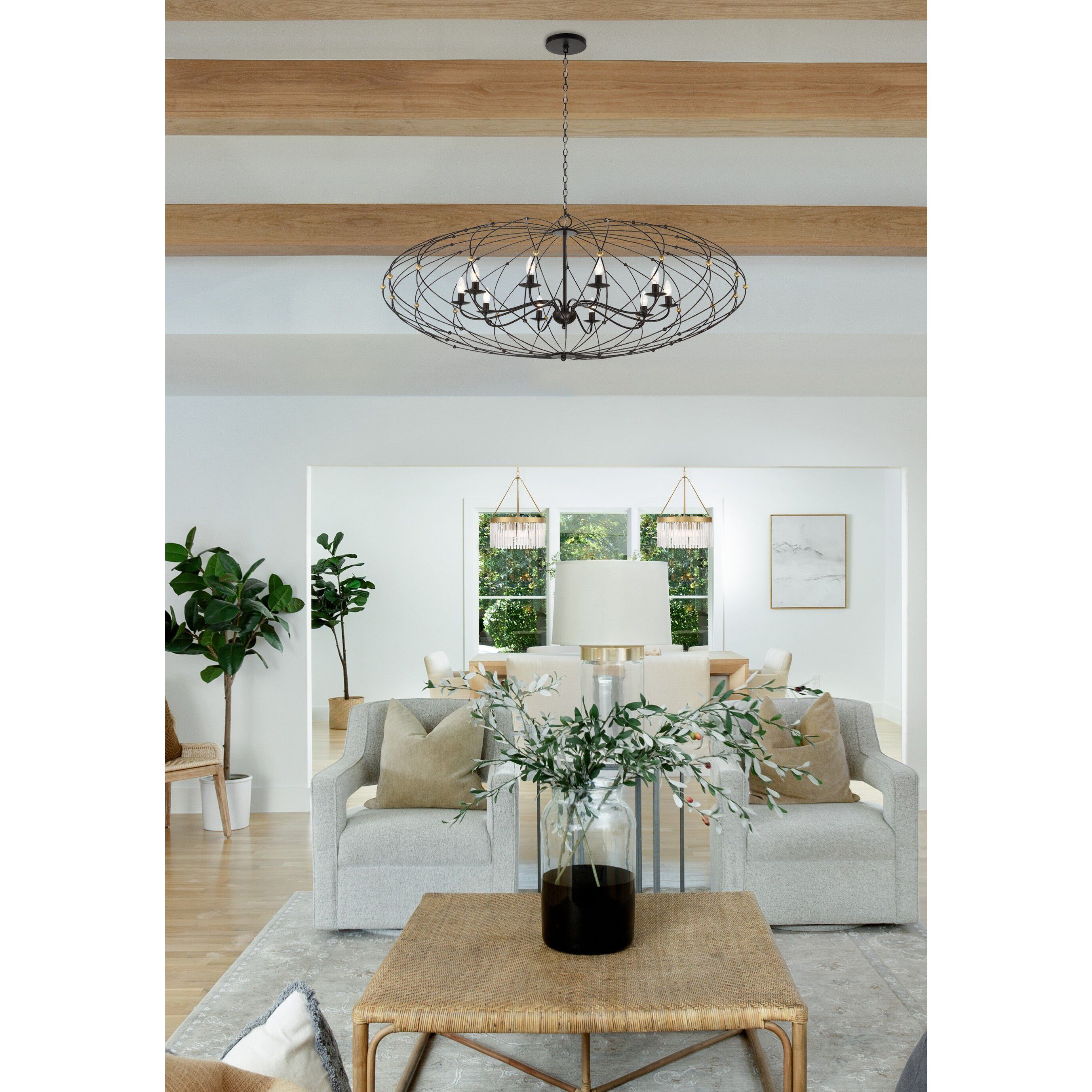 Zucca 6 Light 38.25 inch English Bronze and Antique Gold Chandelier Ceiling Light