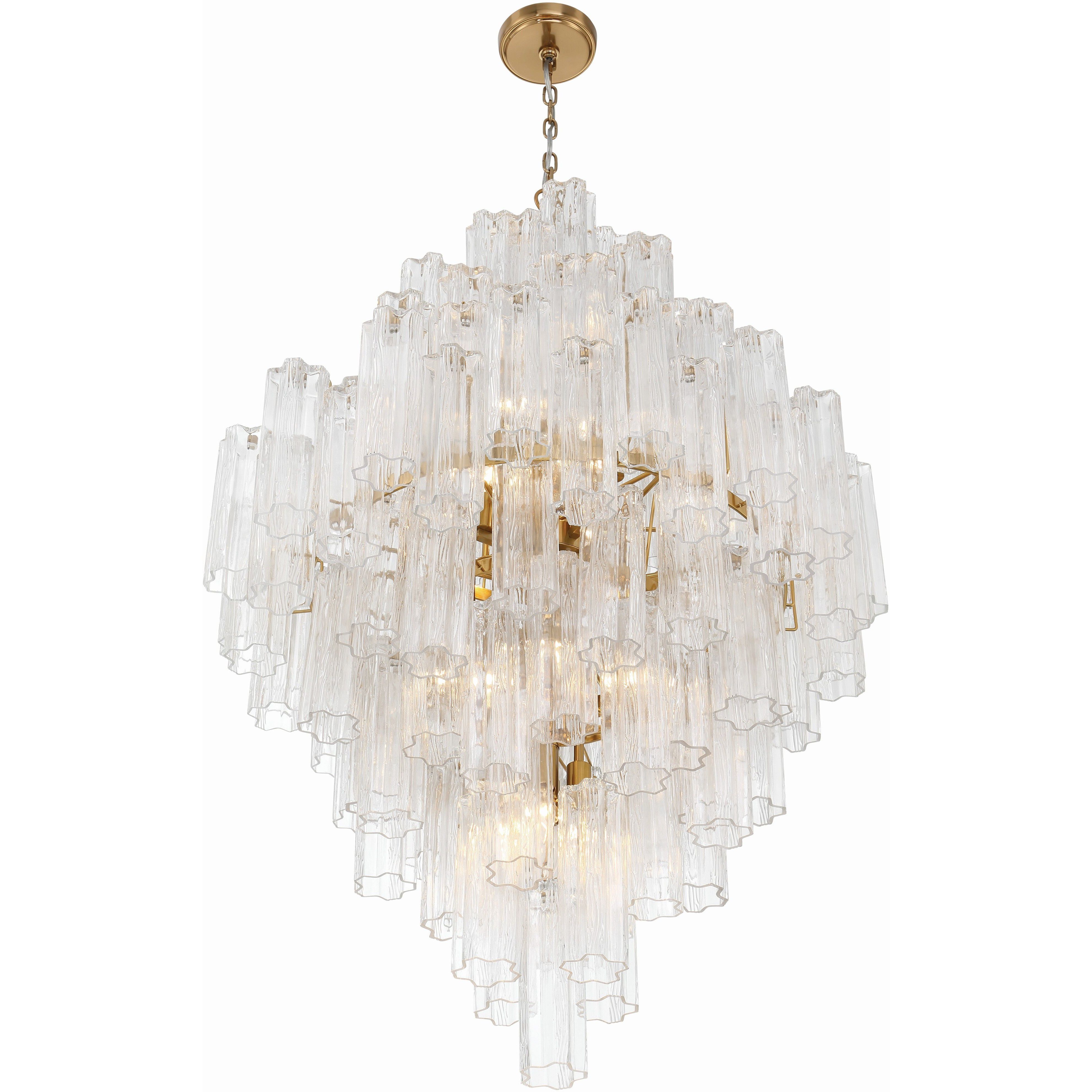 Addis 20 Light 31.5 inch Aged Brass Chandelier Ceiling Light in Tronchi Glass Clear