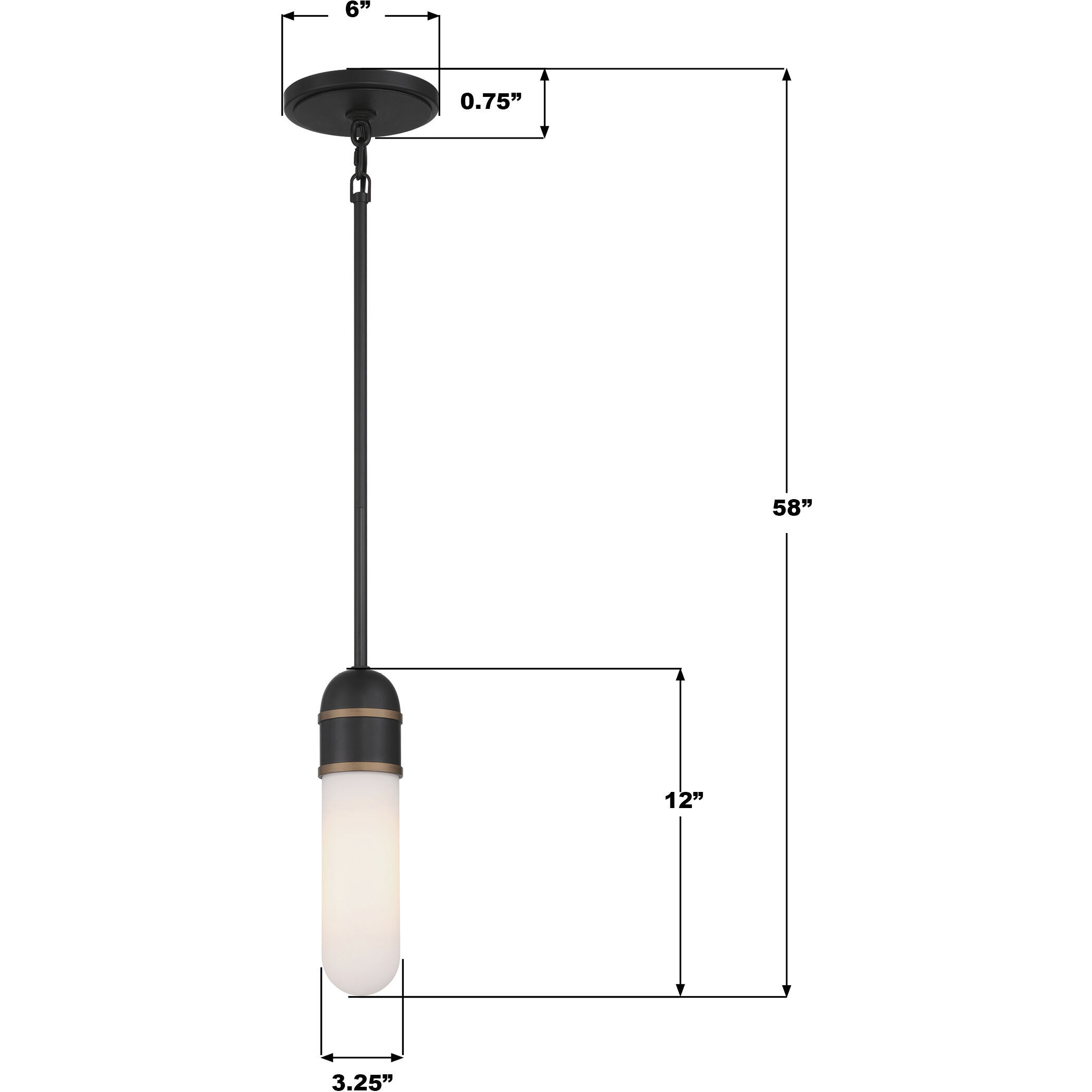 Capsule 1 Light 3.25 inch Matte Black and Textured Gold Mini Pendant Ceiling Light