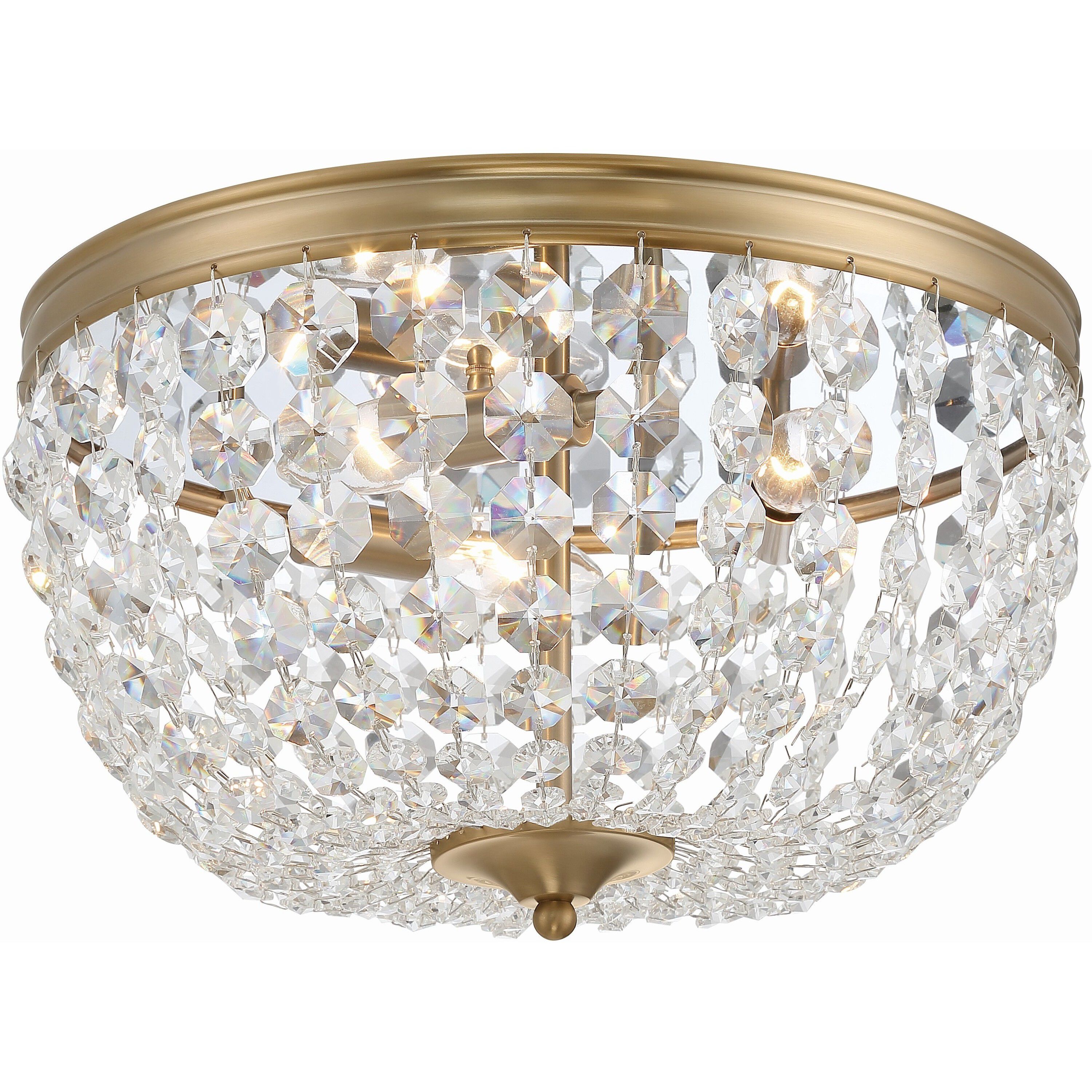 Nola 3 Light 14.25 inch Vibrant Gold Flush Ceiling Light