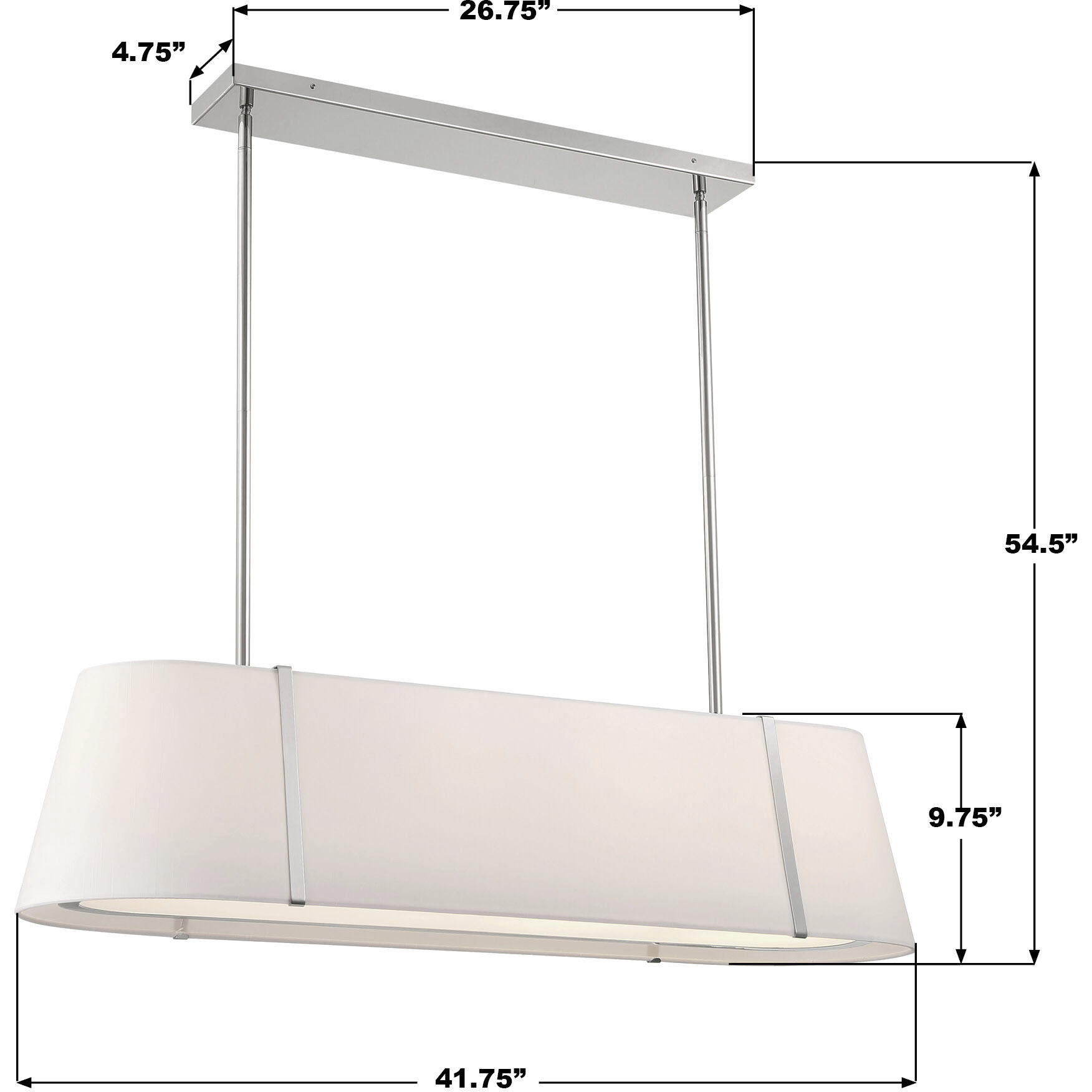 Fulton 4 Light 41.75 inch Polished Nickel Linear Chandelier Ceiling Light
