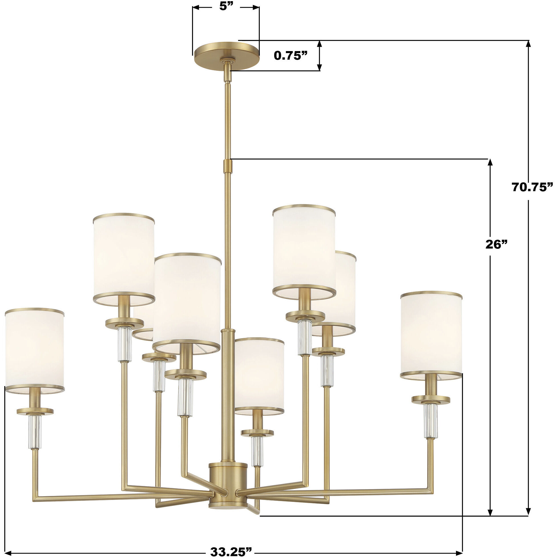 Hatfield 8 Light 33.25 inch Vibrant Gold Chandelier Ceiling Light